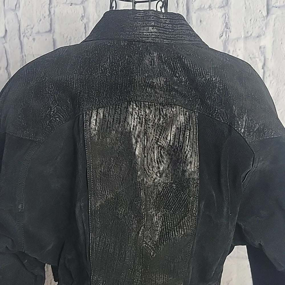 BERMANS Women's‎ Black Leather Moto Jacket Medium